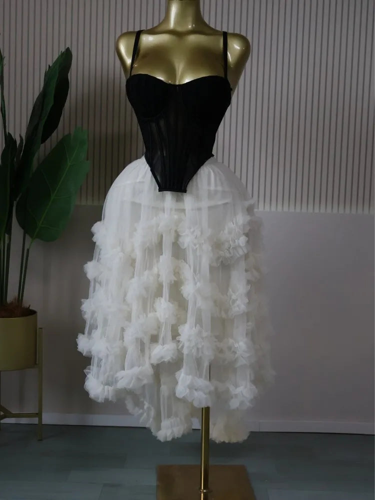 CM.YAYA Women's Dress Set Tunic Irregular Crop Top and Irregular Ball Gown Maxi Long Skirt Suit 2025 Two 2 Piece Set Outfits