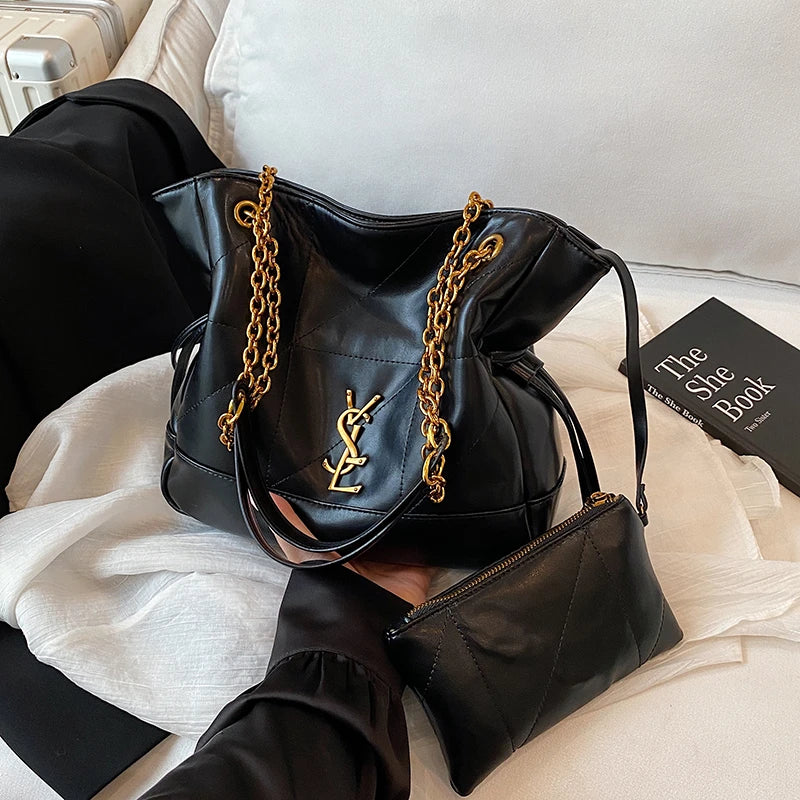 Premium Designer Inspired Shoulder Bag Women, Elegant Leather Crossbody Messenger Purse Tote Handbag Classic Style