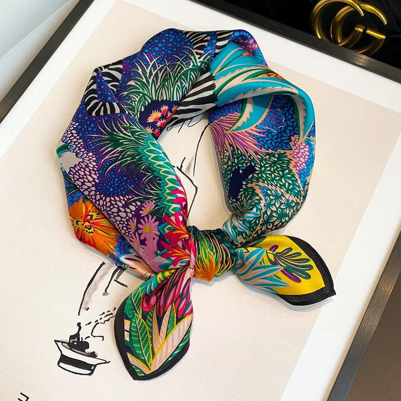 53cm Pure Silk Scarf Women Square Scarves Foulard Hairbands Lady Luxury Designer Female Bandana Neck Kerchief Ties Bandana Hijab 53cm Silk Scarf 9 53X53CM