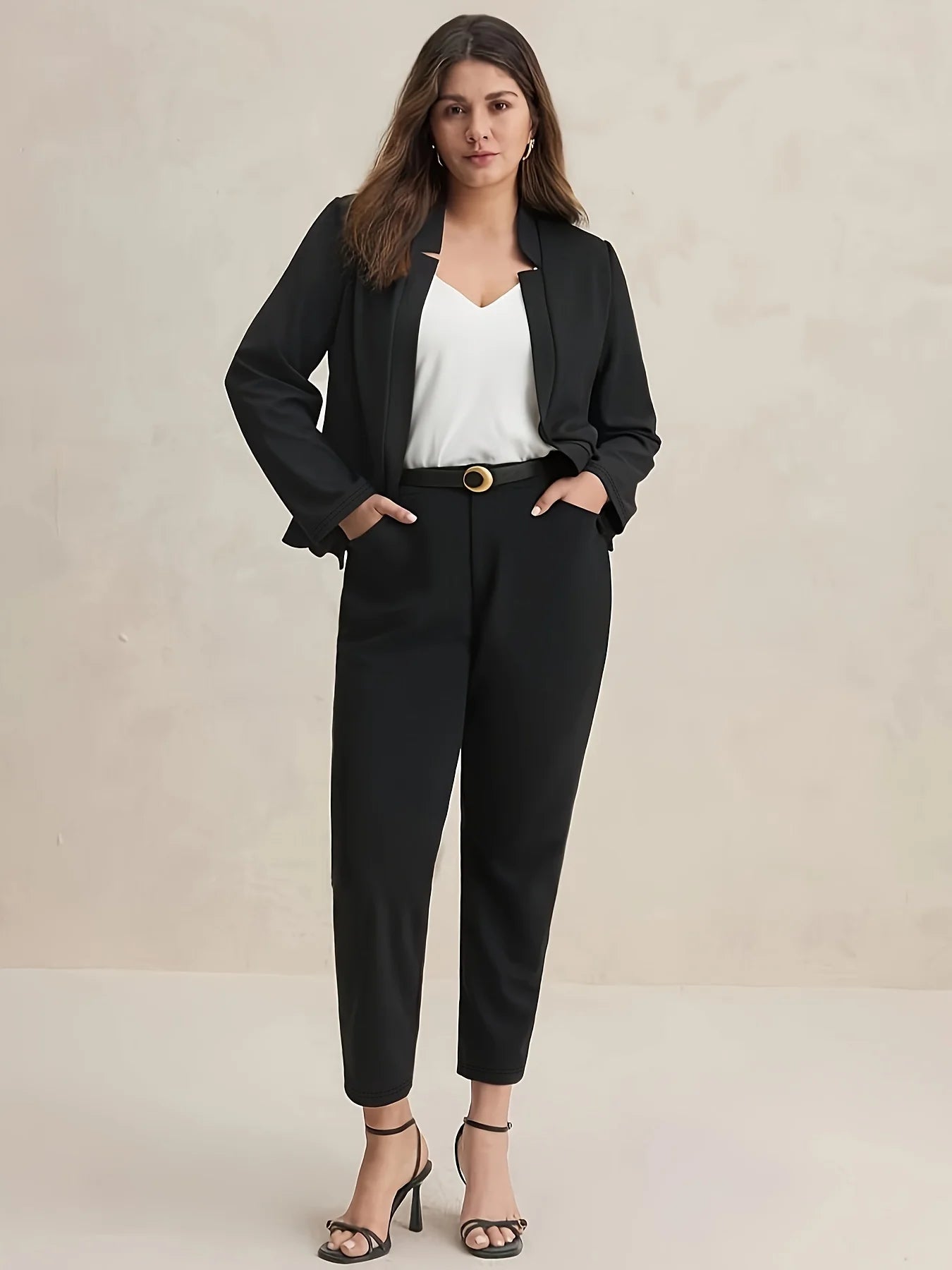 Plus Size Autumn Elegant Suit Jacket Set Office Lady Casual Women's Blazers Coat Pants 2 Piece Female Professional Suit