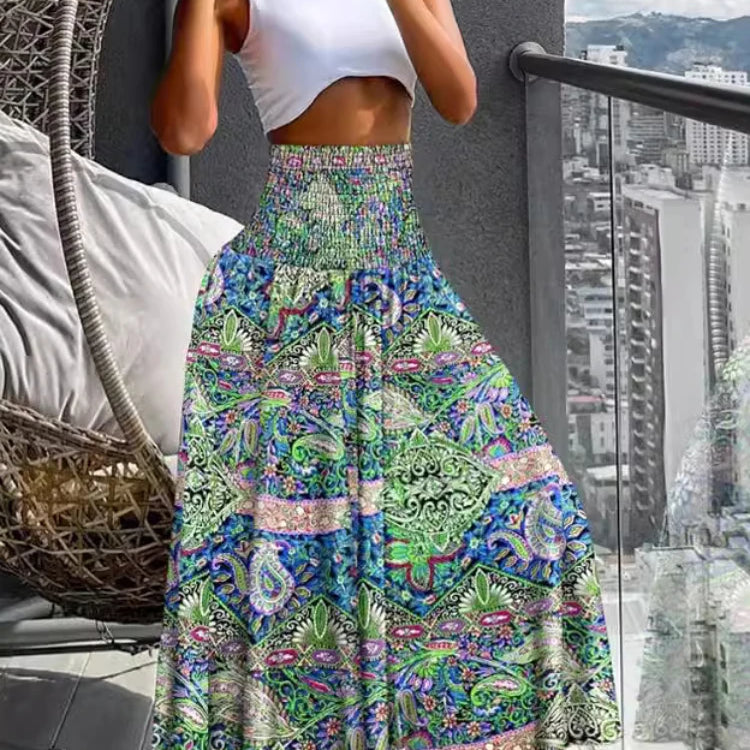 CM.YAYA Women Fashion Bandanna Paisley Big Swing High Waist Maxi Skirt Streetwear 2024 Boho Vintage Casual Long Skirts