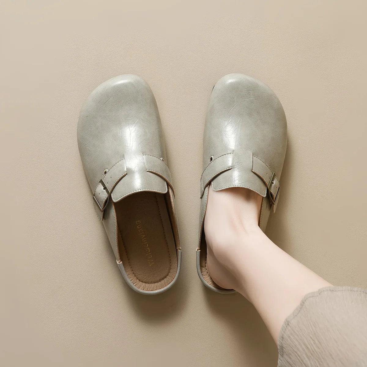  2024 Women's Round Toe Mules Slip-On Flats Casual Spring/Autumn Fashion Shoes Comfortable Lightweight