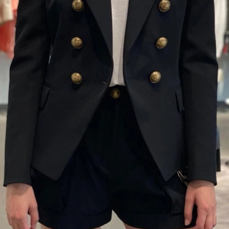 Chic Blazer Women Autumn New Korean Fashion Notched Long Sleeve Double Breasted Suits Jackets Solid Slim Casual Female Coat