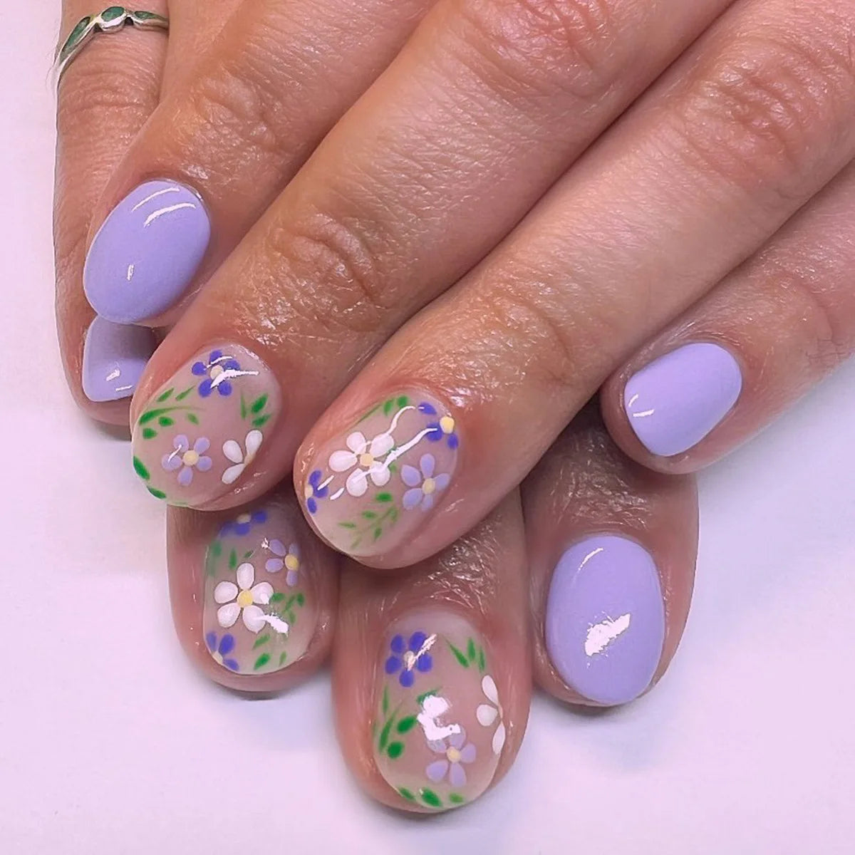 24Pcs Fashion Fake Nails Tips Marbling Design Short Square Head Press on False Nails Retro Brown Wearable Nails Set Manicure