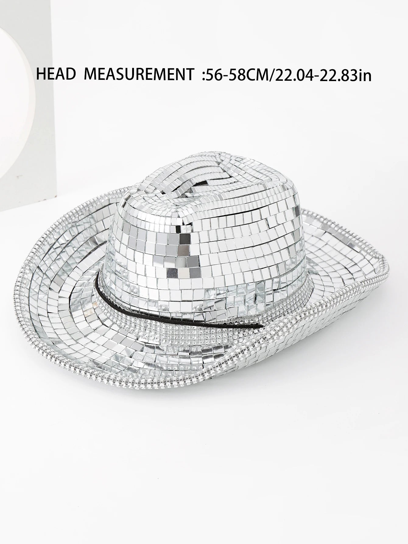 Mirror Ball Hat Shiny Silver Cowgirl Hat Disco Ball Cowboy Hat pub performance cap for men western