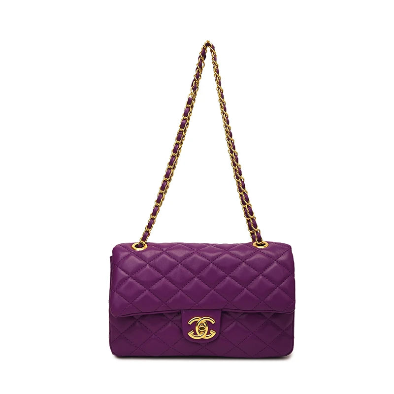 Luxury design chain strap crossbody bag, handheld small square bag, fashionable zipper wallet, women's shoulder bag