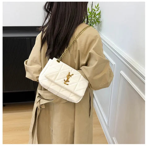 2025 New Women's Chain Strap Crossbody Bag Autumn Winter Vintage Shoulder Purse Chic Aesthetic Soft PU Leather Casual