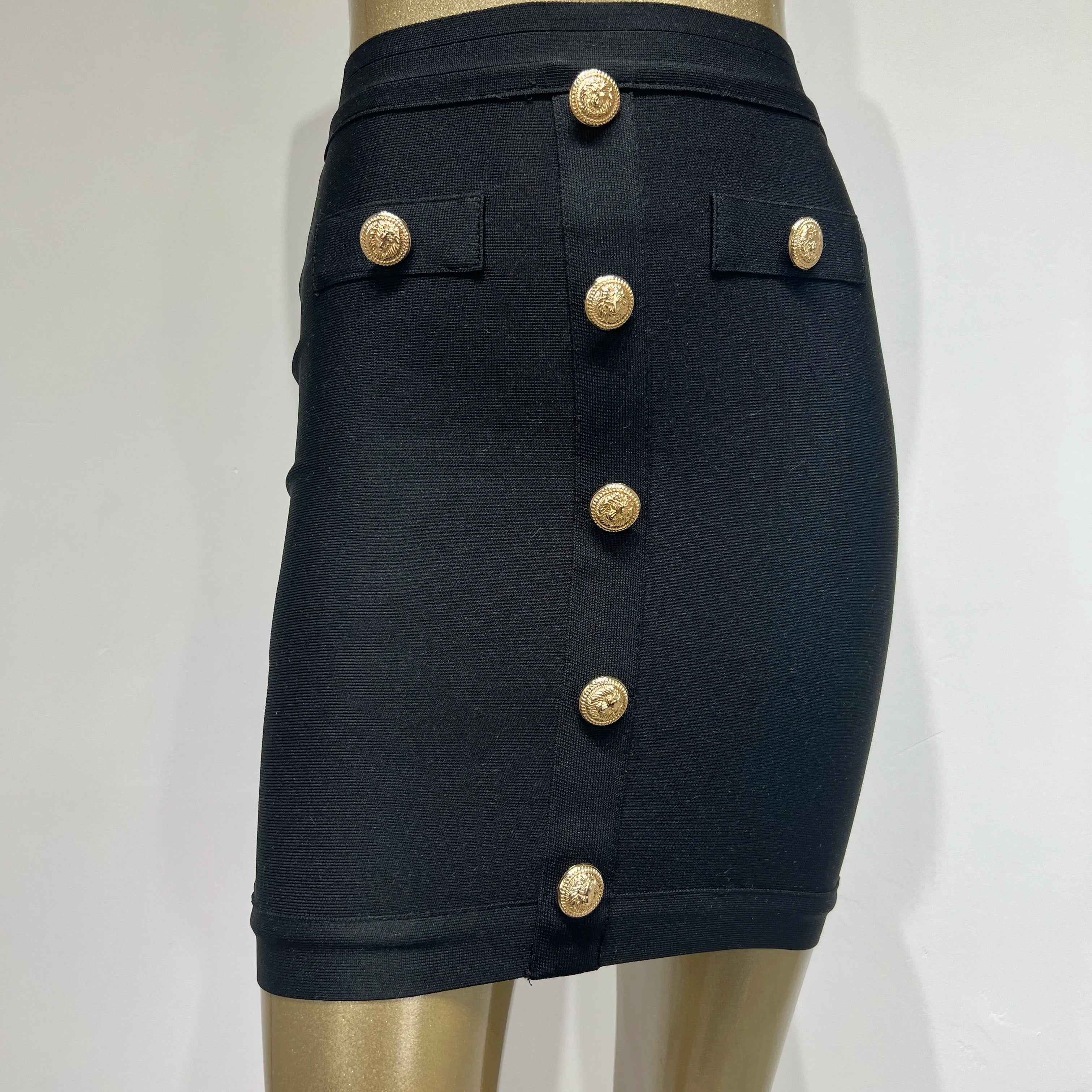 5 Colors Women Sexy Button Fashion Bodycon Mini Skirts Rayon Bandage Pencil Skirt Celebrate Casual Wear High Quality
