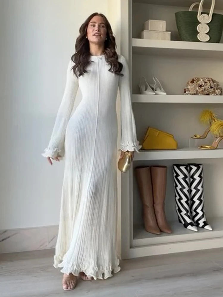 Elegant V Neck Denim Patchwork Knitted Long Dress Women Fashion Short Sleeved Buttons Bodycon Dresses Office Lady Pockets Robes