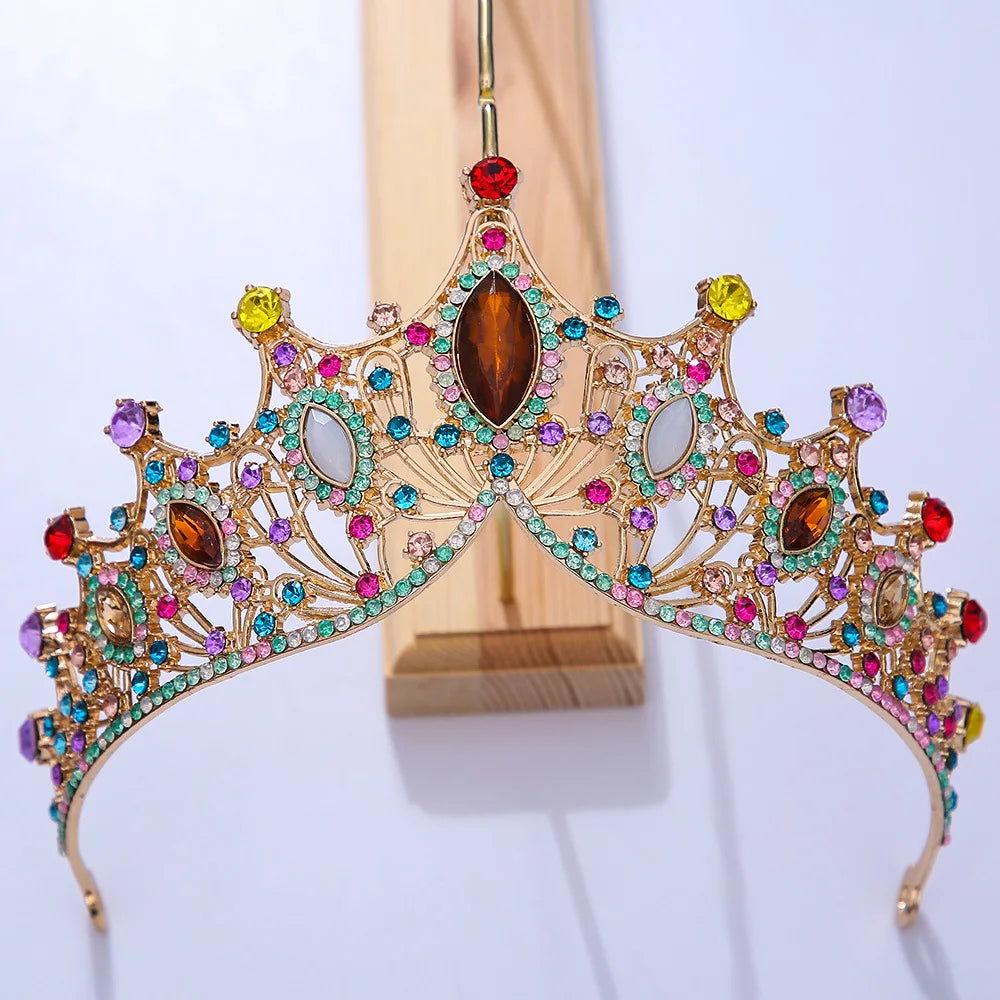 Baroque Black Tiara Crown For Wedding Birthday Party Hair Jewelry Queen Bridal Bride Purple Crystal Crown Hair Accessories multi