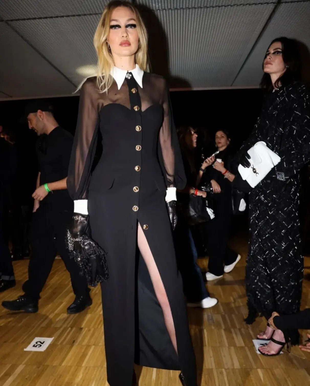 Spring Women Long Sleeve Mesh Button Bodycon Long Bandage Dress Fashion Runway Celebrate Evening Party Dress