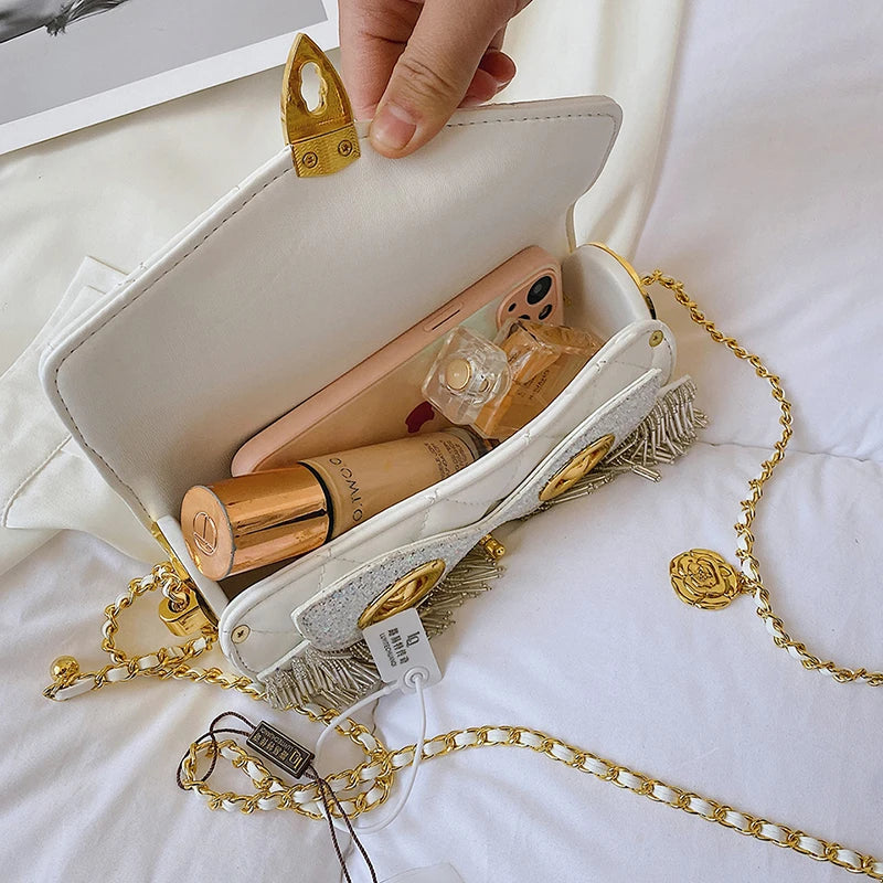 Women's Bag Fashion Owl Purses and Handbags Chain One Shoulder Messenger Bag Luxury Designer Tassel Bags for Women
