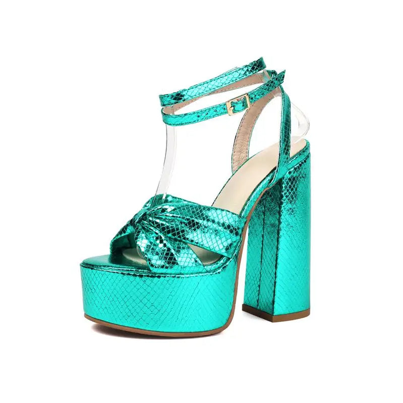 SIMLOVEYO Sexy Women Sandals Peep Toe Block High Heels Ankle Buckle Strap Platform Hill Size 45 Party Shoes
