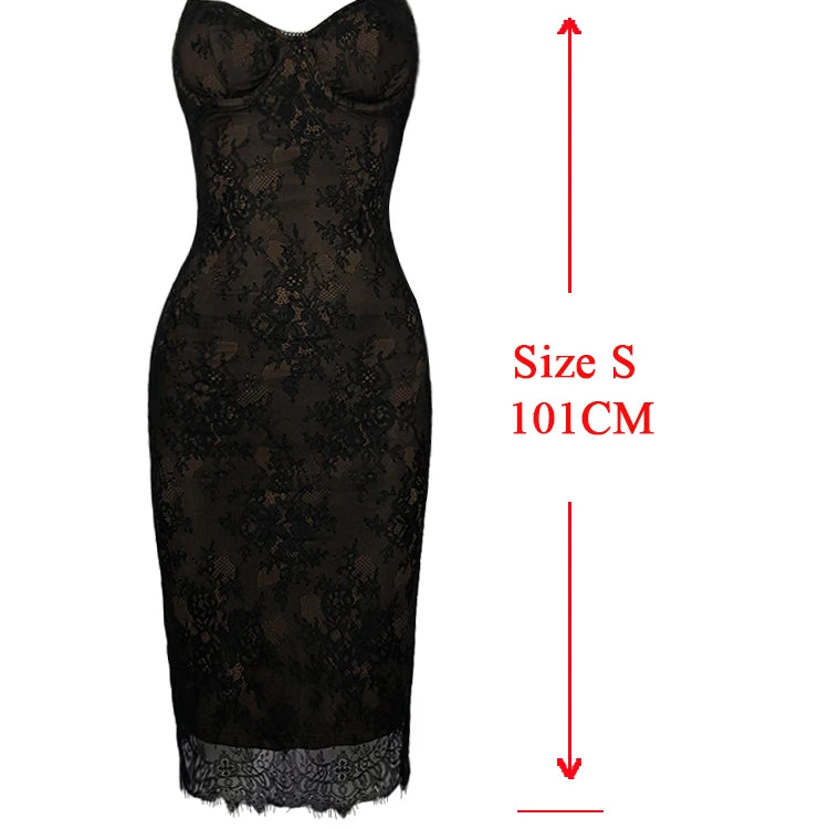Elegant Vintage Bodycon Lace Dress Sexy Knee Length Birthday Dress Women Clothing