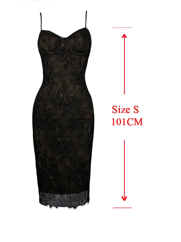 Elegant Vintage Bodycon Lace Dress Sexy Knee Length Birthday Dress Women Clothing