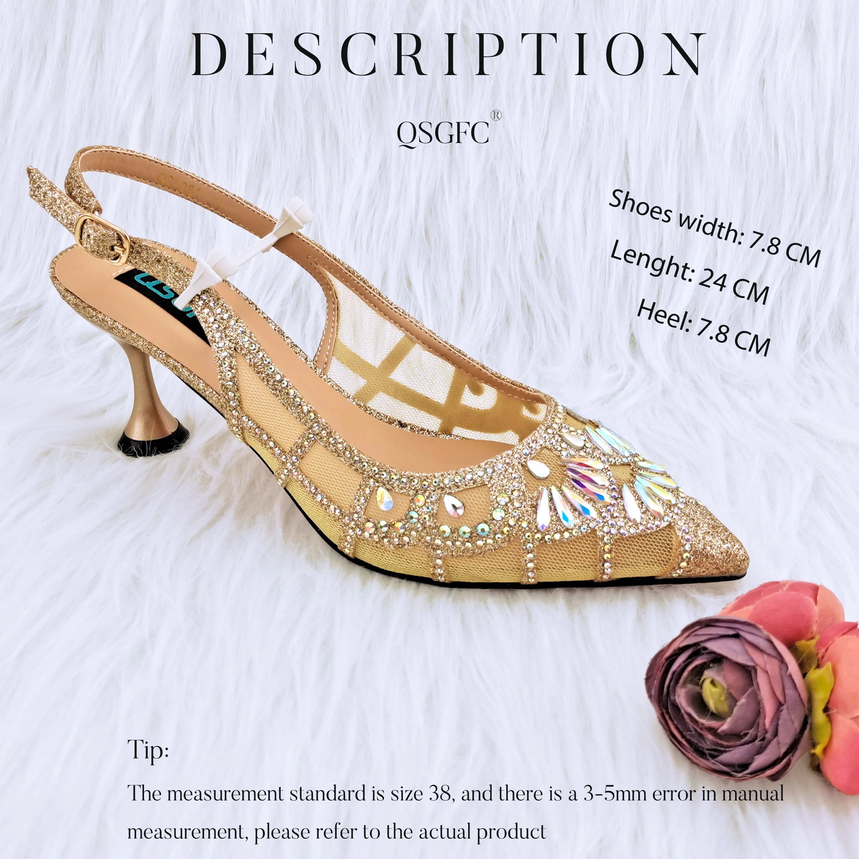 Hiking Sandals Women's Elegant Party Shoes High Heels Hollow Shoe Pocket Design with Shiny Rhinestone Decoration ONLY SHOES GOLD