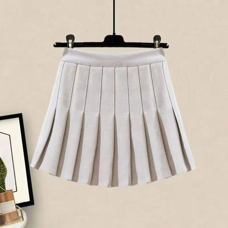 Winter Warm Lucky Red Sweater Pleated Mini Skirts 1 or 2 Piece Set Women Cute Bear Knit Pullover Skirt Outfits Top with Bag