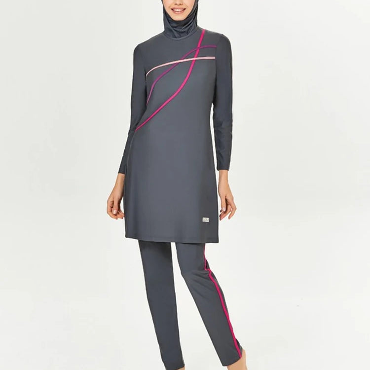Muslim Modest Swimwear Hijab Swimsuit Women Long Sleeve Swimming Suit Islamic Cover Ups Burkini Hijabs For Woman Swim Bathing SW022-C