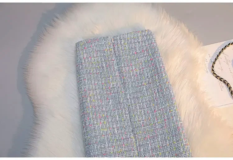 2023 Women's Autumn Winter Fashion Long High Waist Skirts Female Slim Casual A-line Skirts Ladies Plaid Tweed Skirts Y623