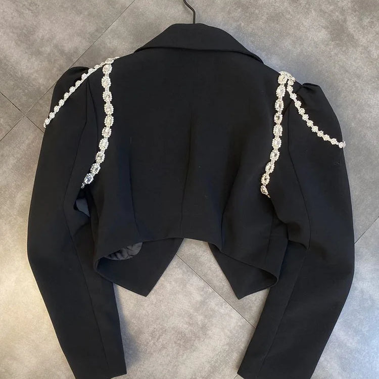 Fashion Trend Versatile Notched Long Sleeve Suit Women's Slim High Waist Skirt Two Pic Set Female