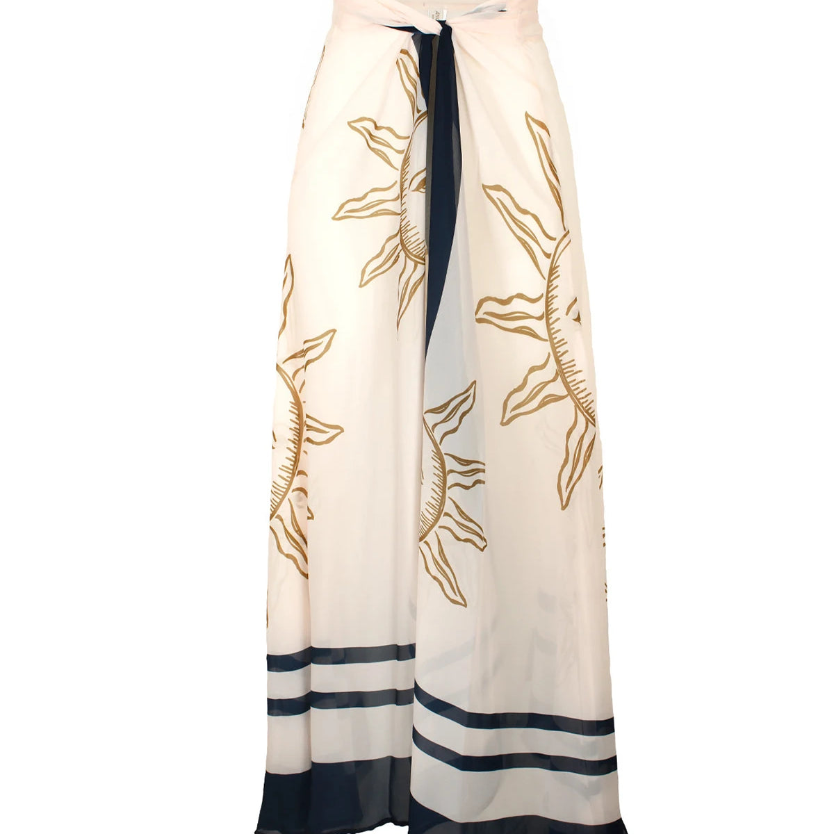 Fashion Blue Sexy Vintage Women's Swimwear Sun Printed Featured Design Hollow Out One Piece Bikini With Long Skirt 2024 Seaside ROYAL BLUE