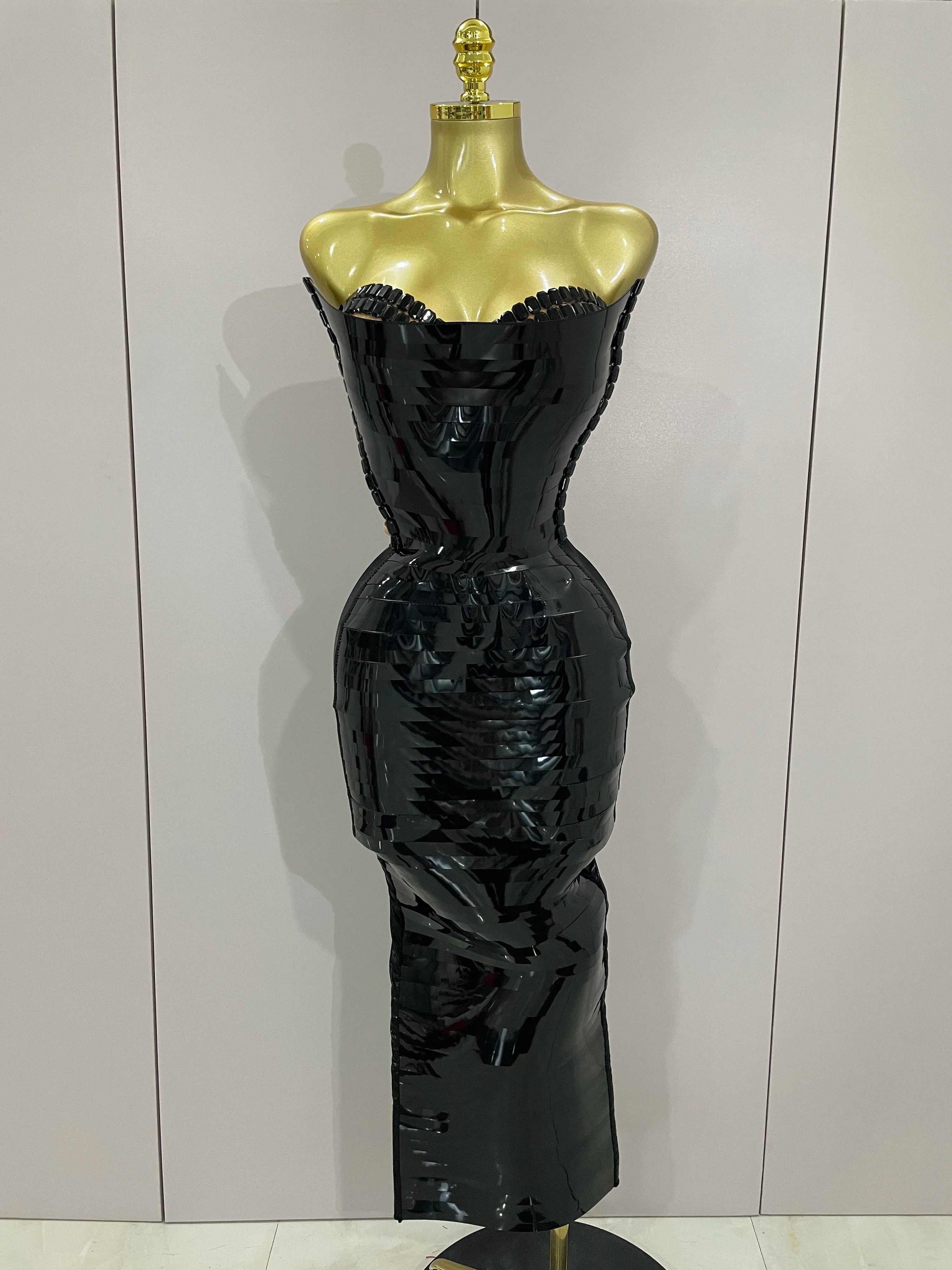 High Quality Black Shiny Sequin Sexy Chest Wrapped Dress 2025 New Women Fashion Eveing Celebrate Birthday Party Stage Costume