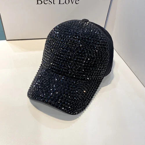 Summer Ladies Baseball Cap Korean Wild Spring and Autumn Rhinestone Caps Fashion Personality Street Highlights Hip-hop Hats MZBQ128-hei hei z 55-60cm