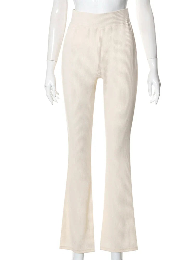 BUILDINGB Autumn Solid High Waist Hip-Wrapping Elasticated Embossing Trousers Casual Daily Versatile Women Pants Khaki