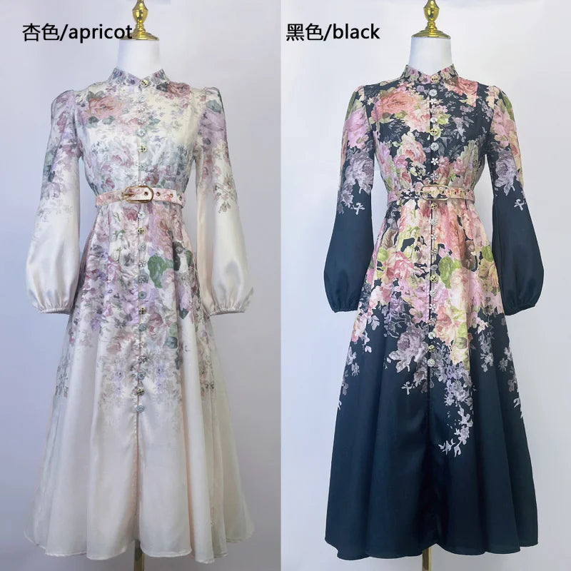 Shot Spot Australian Design Single-Breasted Sleeve Cotton Linen Spring And Summer Midi Dress With Bel