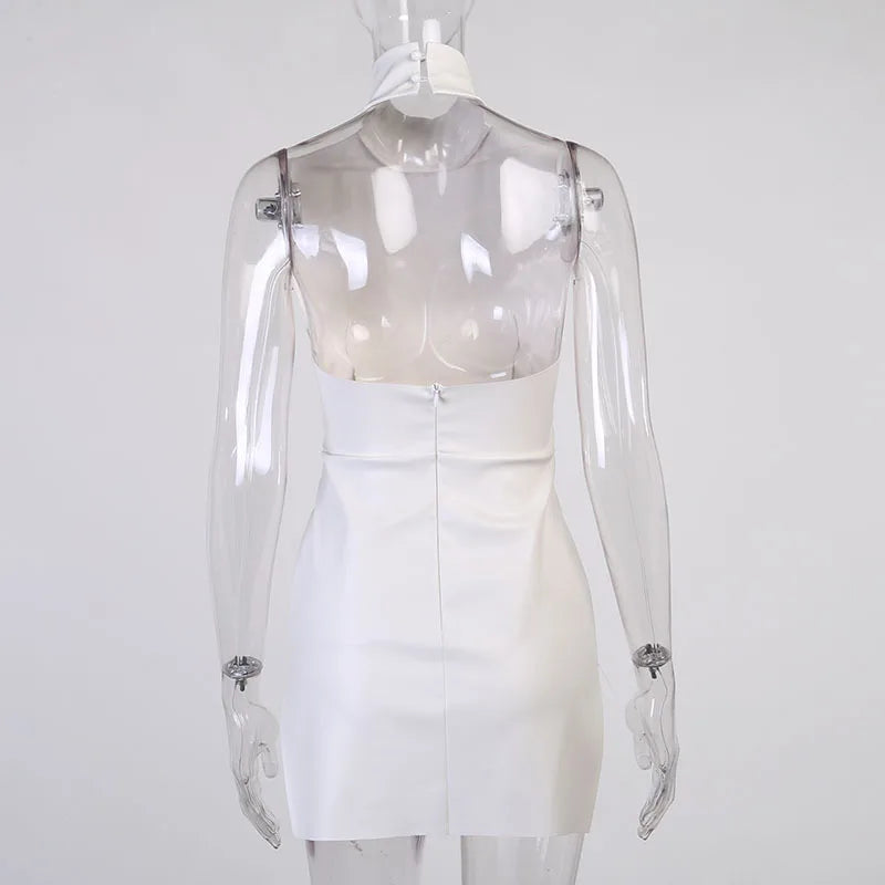 Women Sexy PU Leather Mini Party Dress