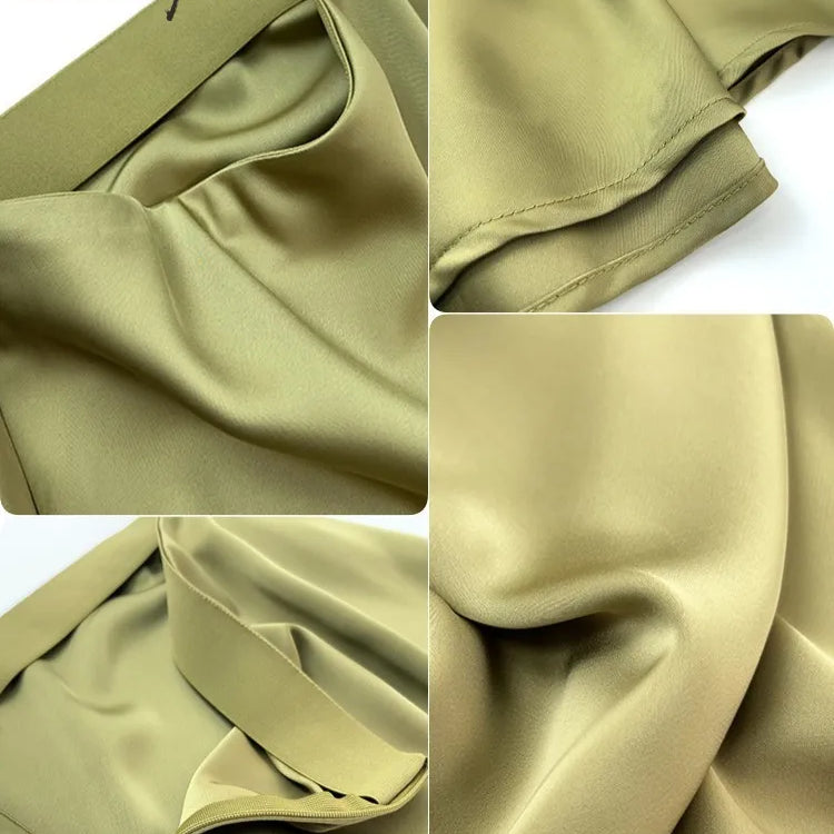 Women Satin Silk Skirts Summer Spring Korean Fashion Clothing Office Ladies Long Skirt Elegant Black Maxi Skirts for Women