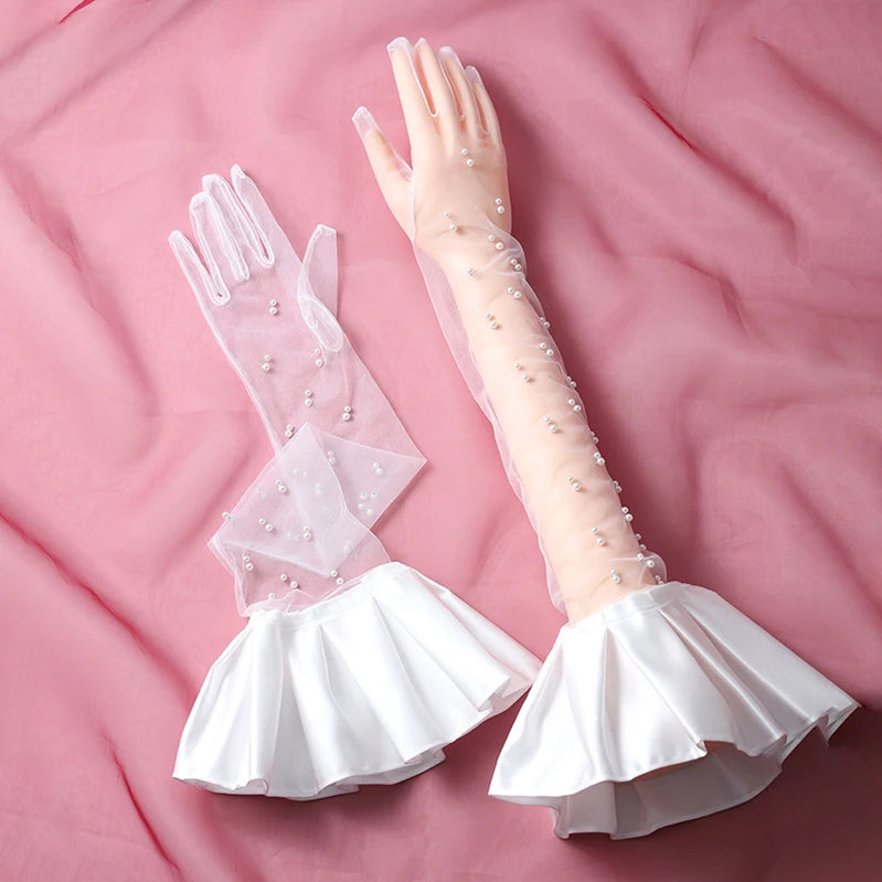 Wedding Bride Accessories Silk Gloves Long Short Dating Party Summer Elegance For Women and Girls ST-0068-A