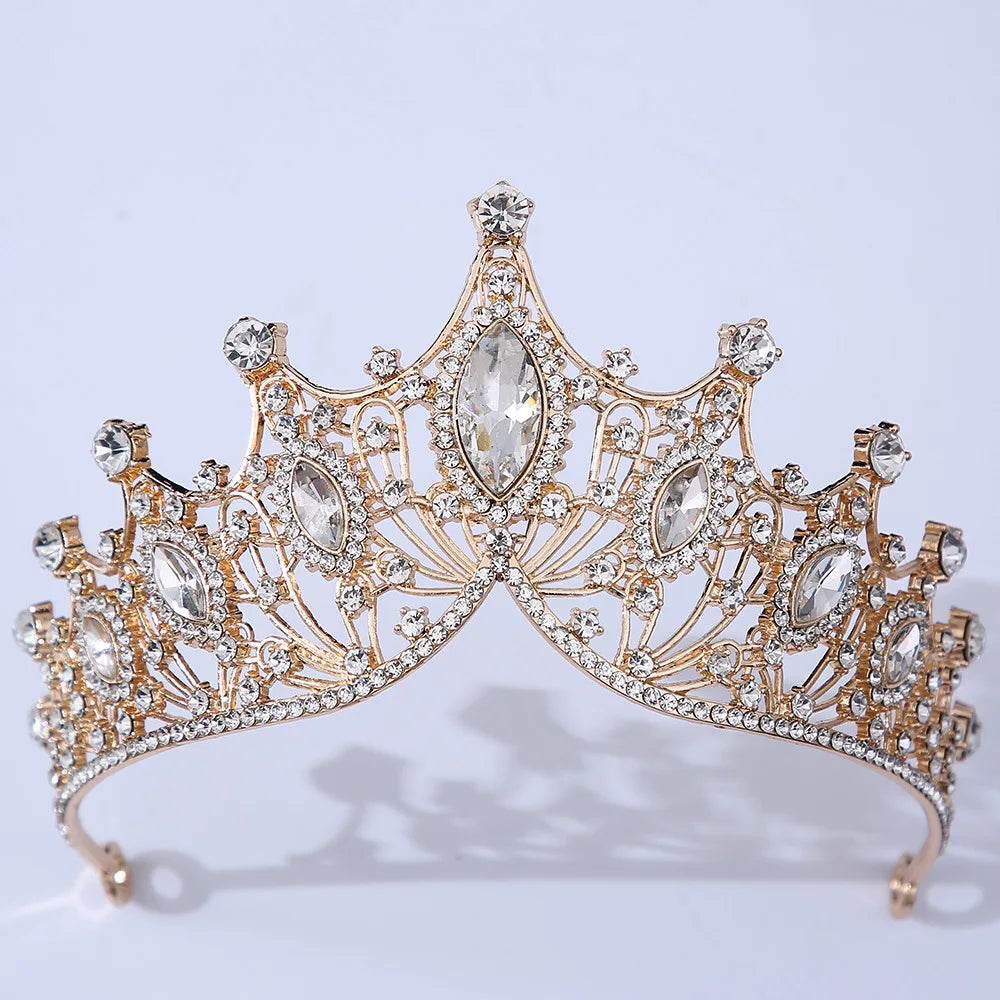 Baroque Black Tiara Crown For Wedding Birthday Party Hair Jewelry Queen Bridal Bride Purple Crystal Crown Hair Accessories gold