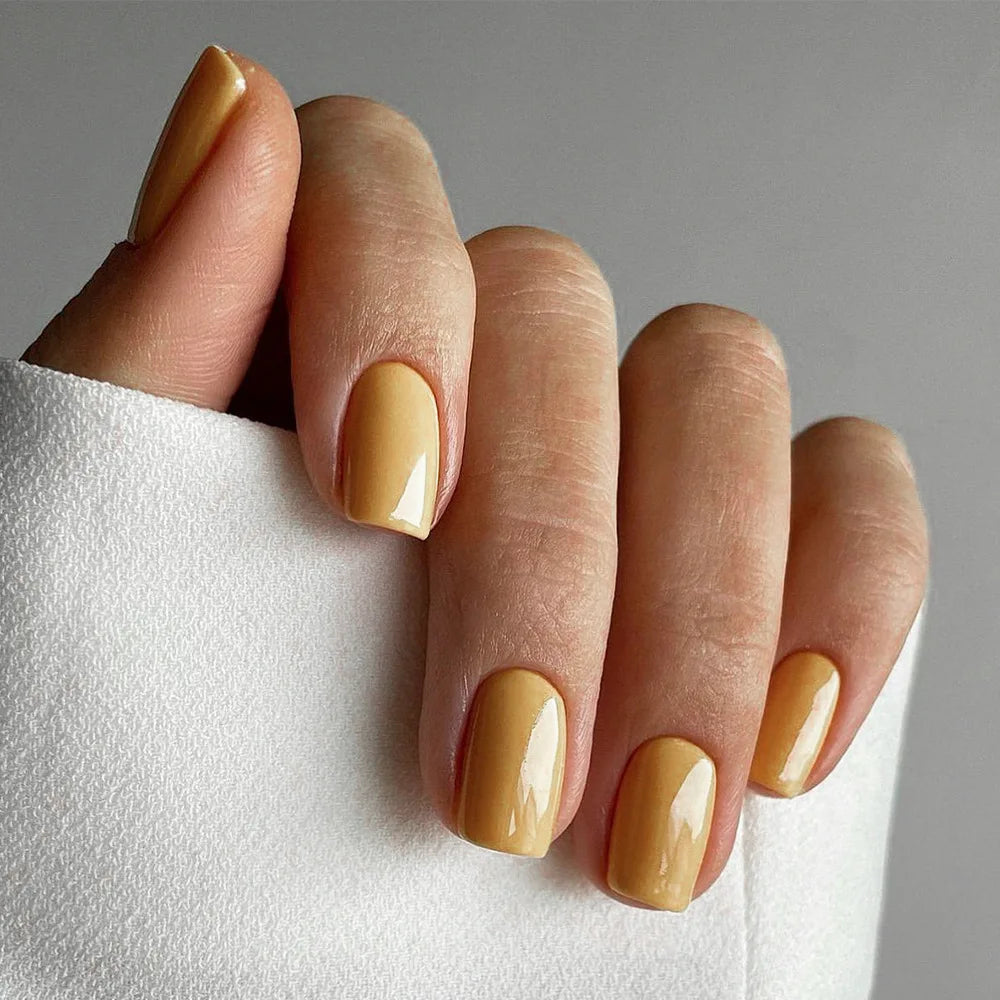 24 peças unhas postiças curtas quadradas com cola gelatinosa cor sólida unhas de acrílico coloridas da moda design destacável