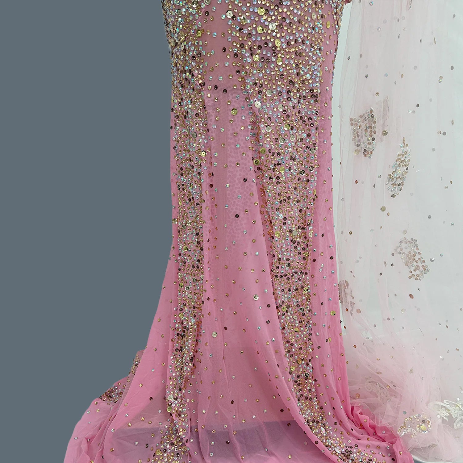 Sparkly Crystals Luxury Sheer Mesh Evening Gown Sexy Women Gauze Long Dress Birthday Wedding Prom Party High-end Outfit Shacha