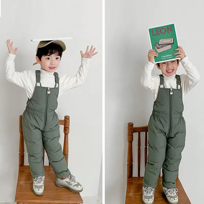 Children Autumn Winter Down Pants Thicken Warm Boys Girls Rompers Baby Down Trousers Kids Casual Trousers 1-5 Years