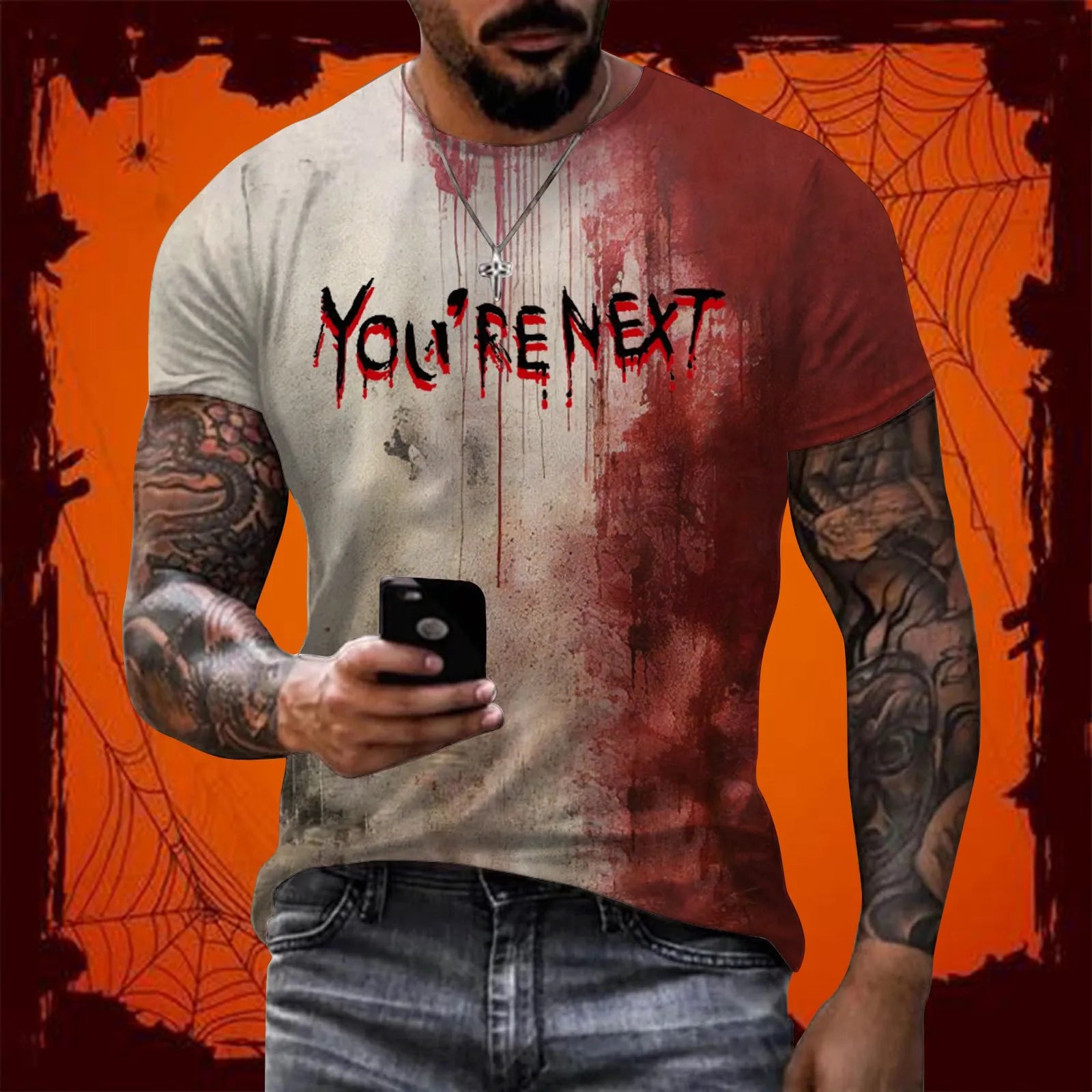 I'M Fine Bloody Shirt Problem Solved T Shirt For men Funny Halloween Blood Clothes casual short sleeved tee tops horror design EXZHH20242214S