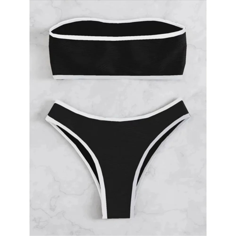 Bikini Women Swimsuit New Solid Bandeau Bikinis Set Thong Swimwear Summer Biquini 2 Piece Bathing Suit Beach Female