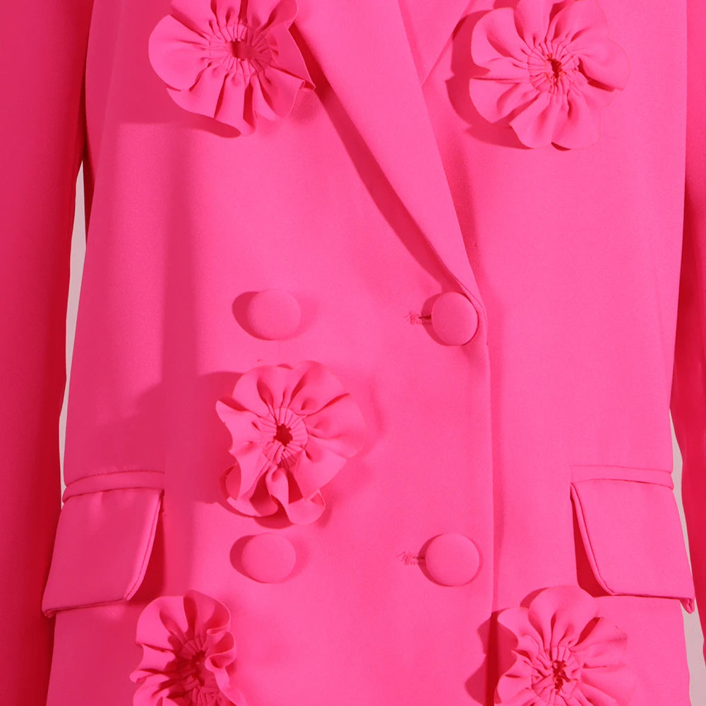 TWOTWINSTYLE Fashion Spliced Appliques Elegant Jackets for Women Lapel Long Sleeves Patchwork Double Breasted Jacket Female New