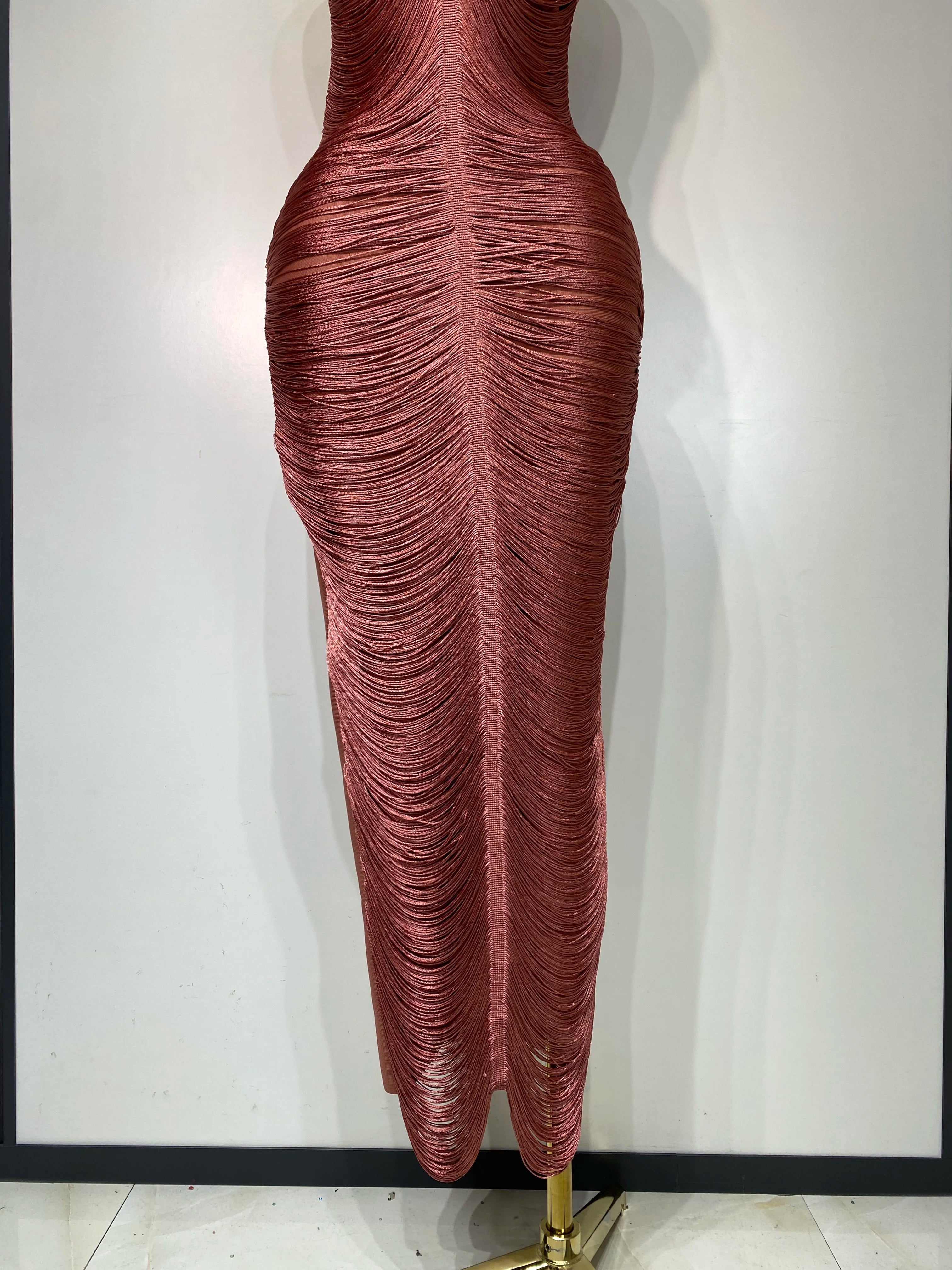 Women Sexy Celebrity Backless Halter Tassel Bodycon Bandage Dress 2025 Elegant Celebirty Evening Party Luxury Birthday Dress