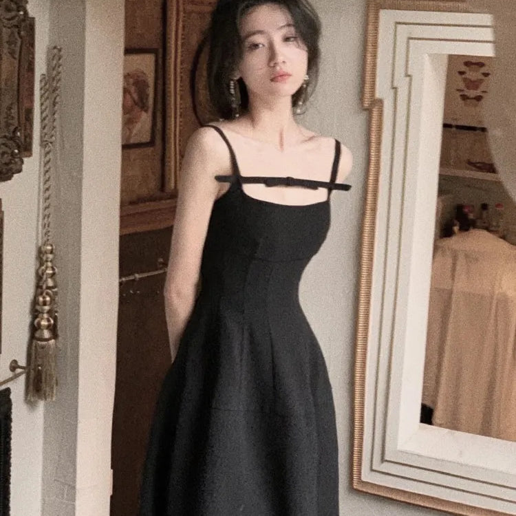 Y2K Summer Short Dress Women Solid Spaghetti Strap Evening Party Dresses Elegant Sleeveless Sexy A-line One Piece Vestido Mujer