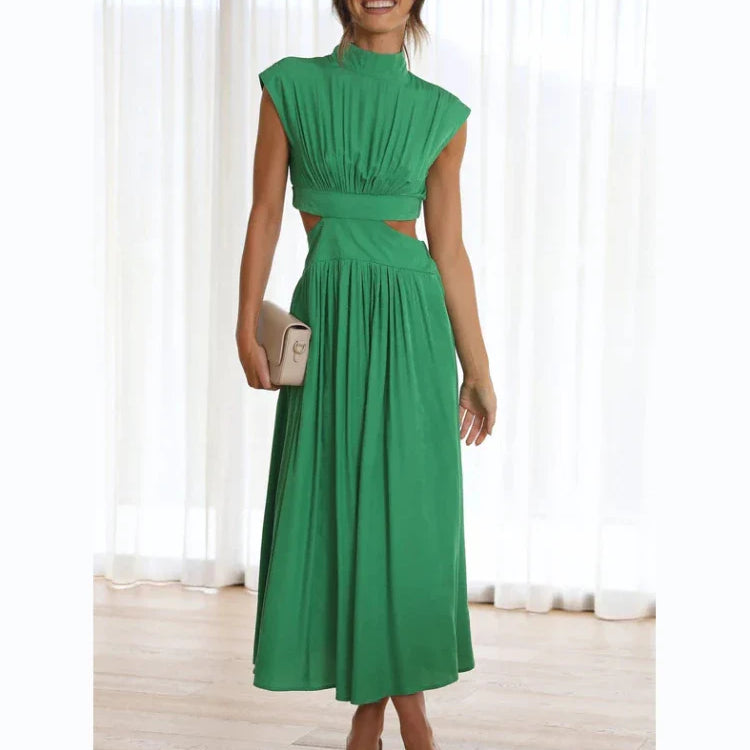 Women Spring Summer Long Maxi Dress Solid Color Fashion Sleeveless Backless Sweet Elegant Casual Dress 2023 Long-Green