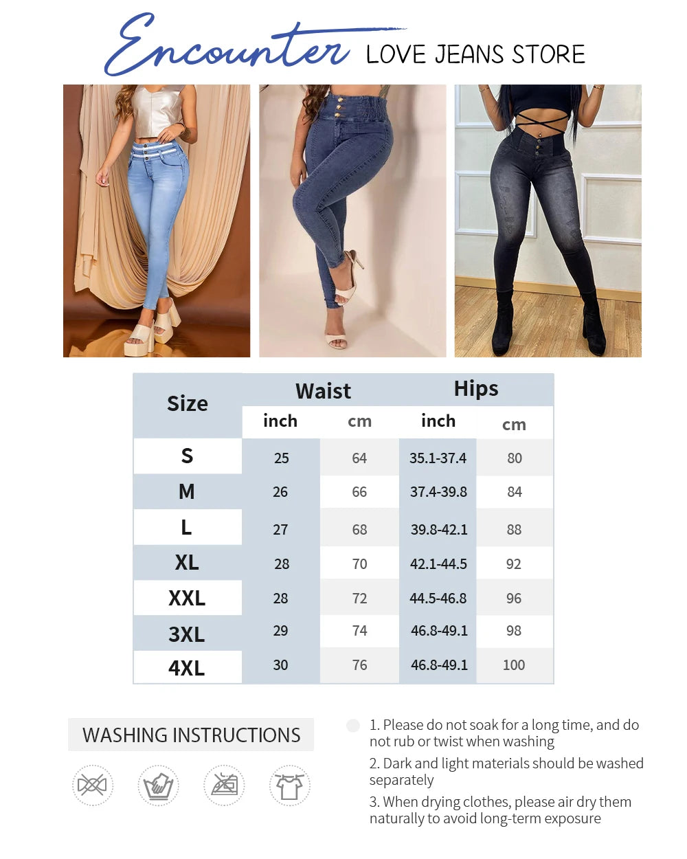 Blue Skinny Stretch Jeans for Women Butt Lifting Sexy High Waisted Zipper Fly Daily Party