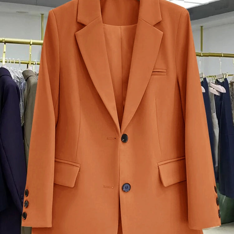 Women Jackets Pink Small Suit Women's Coat Casual Small Loose Korean Version Small Suit Women's Design Sense Blazer Women Orange