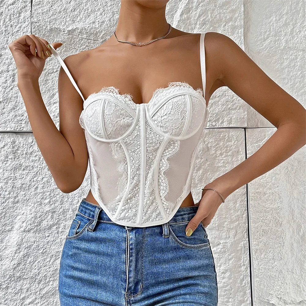 Sexy Shirt Women Clothing Corset Camis Blusas Shaper Harajuku Hot Tee Woman Tank Top Club Ropa Mujer Summer Ladies Crop Top 5-L0121 white
