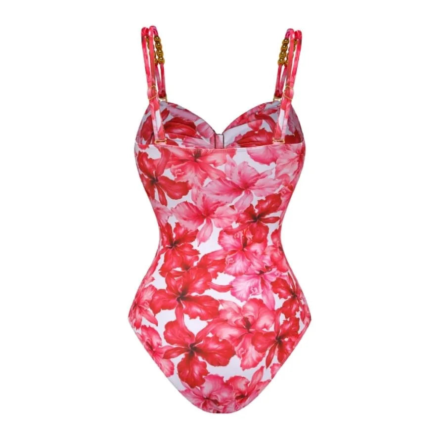 High Quality One Piece Swimsuit Floral Ruffle Printed Push Up Women Bikini Set Swimwear Slimming Bathing Suit Beach Wear