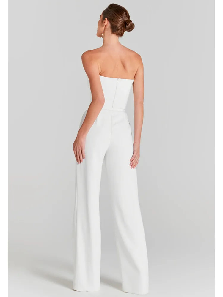 Conjunto feminino de verão luxuoso, sexy, manga comprida, branco pérola, bodycon, macacão, designer de celebridades, macacão de rua