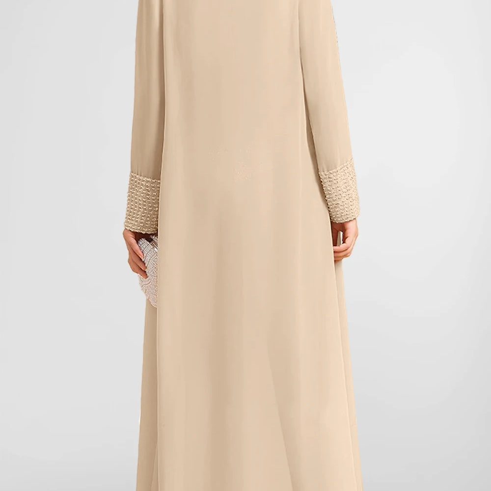 Flycurvy Plus Size Mother Of The Bride Apricot Sequin Embellishment Chiffon Wide Leg Three Piece Pant Suit