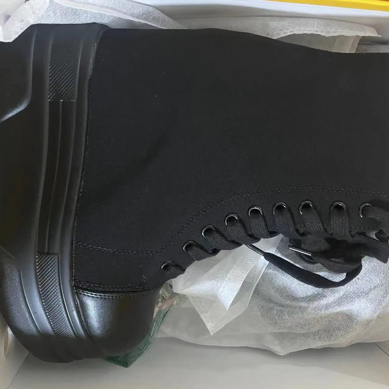 Fujin 14cm 2023 Denim Women Ankle Boots Platform Wedge Autumn Fashion Zip Super Hight Heel Women Fashion Lace Up Spring Shoes black