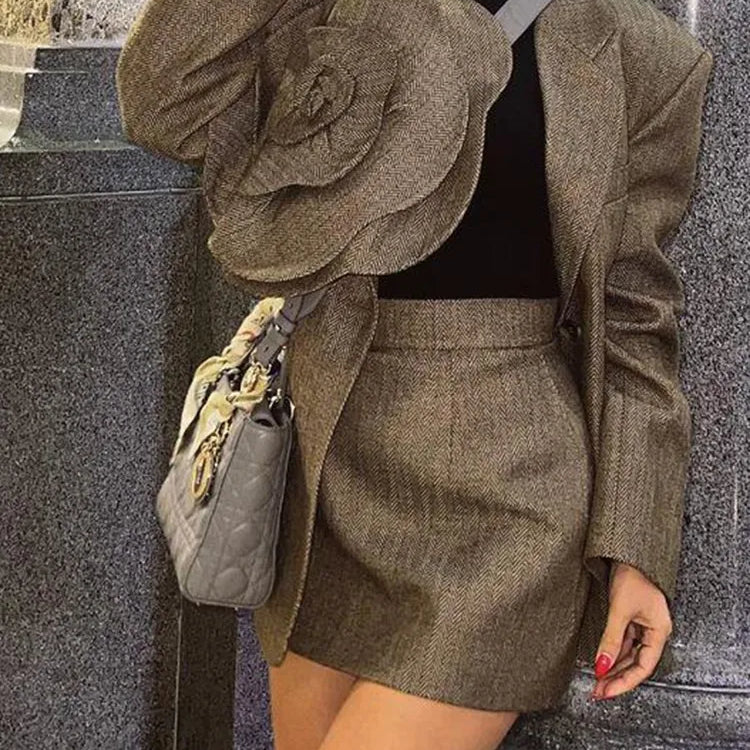 TWOTWINSTYLE Patchwork Appliques Blazer For Women Notched Collar Long Sleeve Spliced Button Detachable Blazers Female Fashion